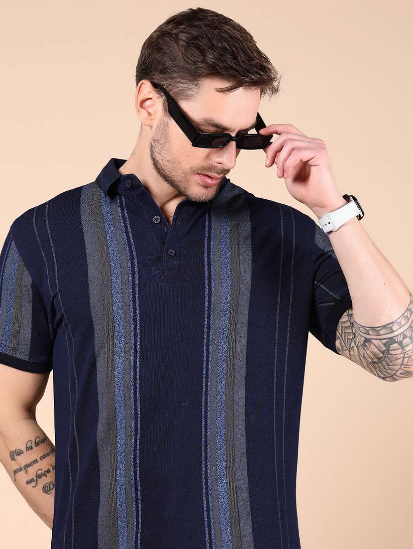men striped short sleeve regular fit polo t-shirt - 21873700 -  Standard Image - 2