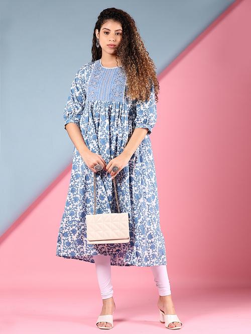 women floral print round neck a-line kurta - 21873713 -  Standard Image - 0