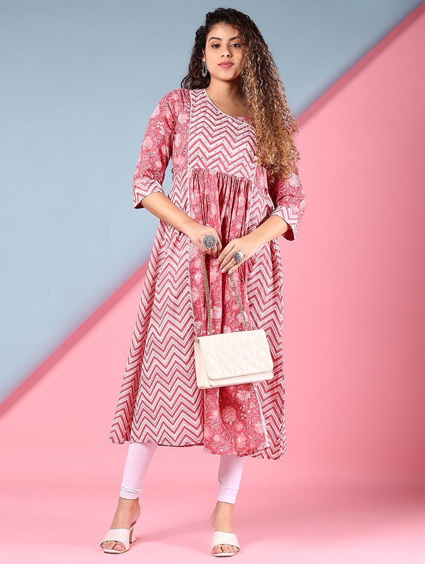 women three quarter sleeve a-line kurta - 21873715 - Zoom Image - 0