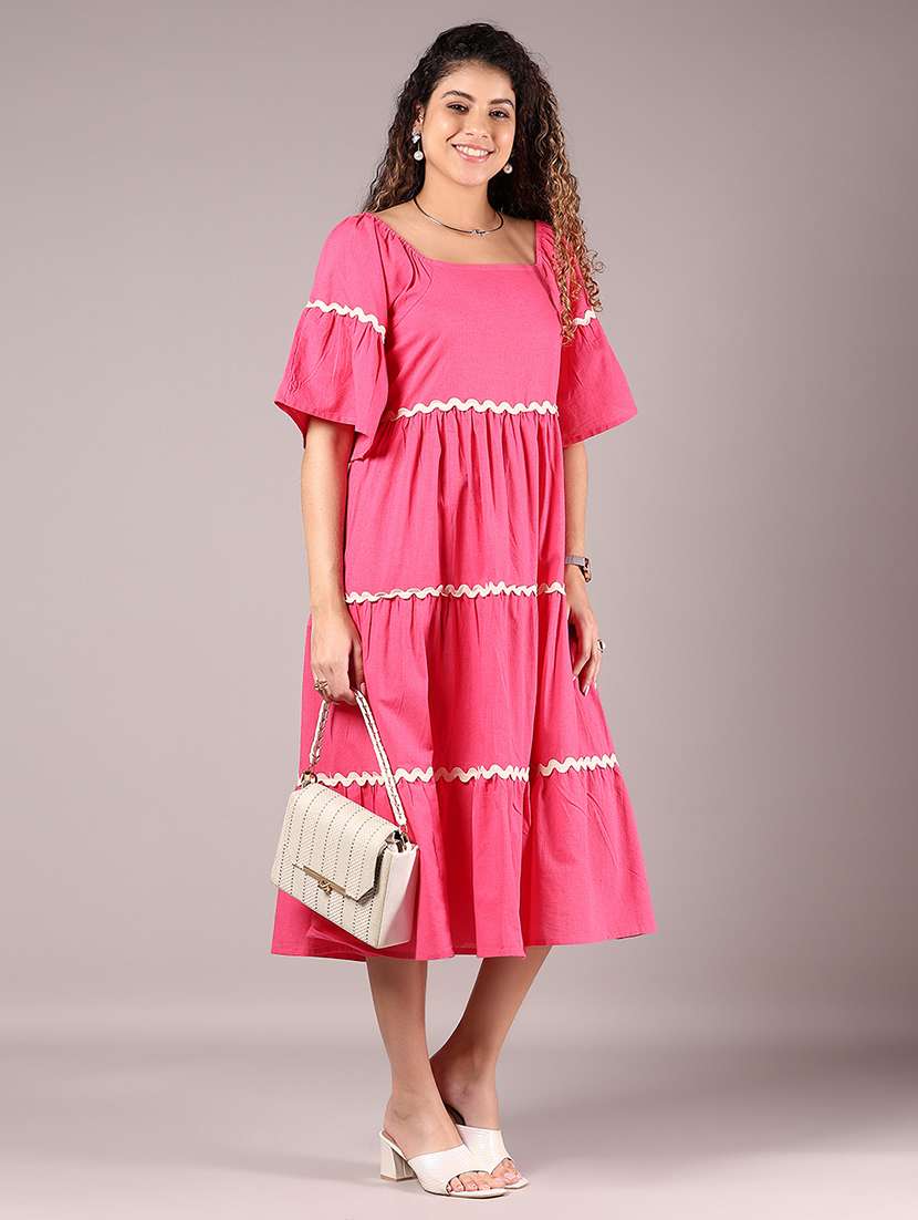 women lace detailed square neck tiered dress - 21873729 - Zoom Image - 0