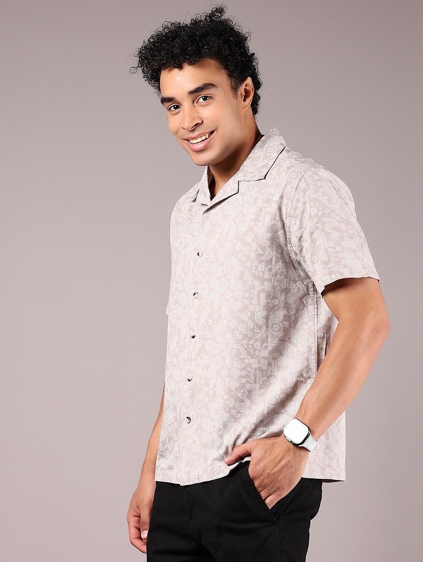 men textured cuban collaerd short sleeve shirt - 21873765 - Standard Image - 2