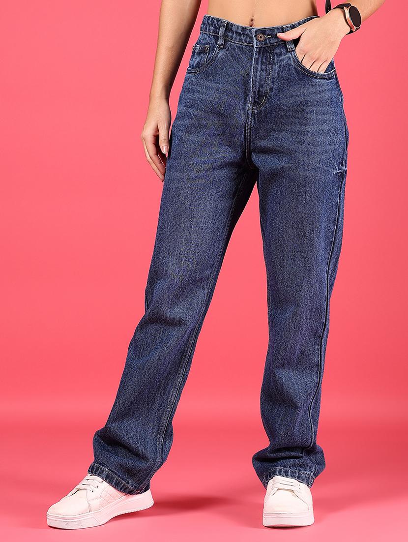 women solid high rise straight jean - 21873769 - Zoom Image - 0