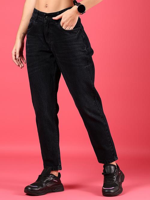 women black high rise mom fit jean - 21873771 - Standard Image - 0