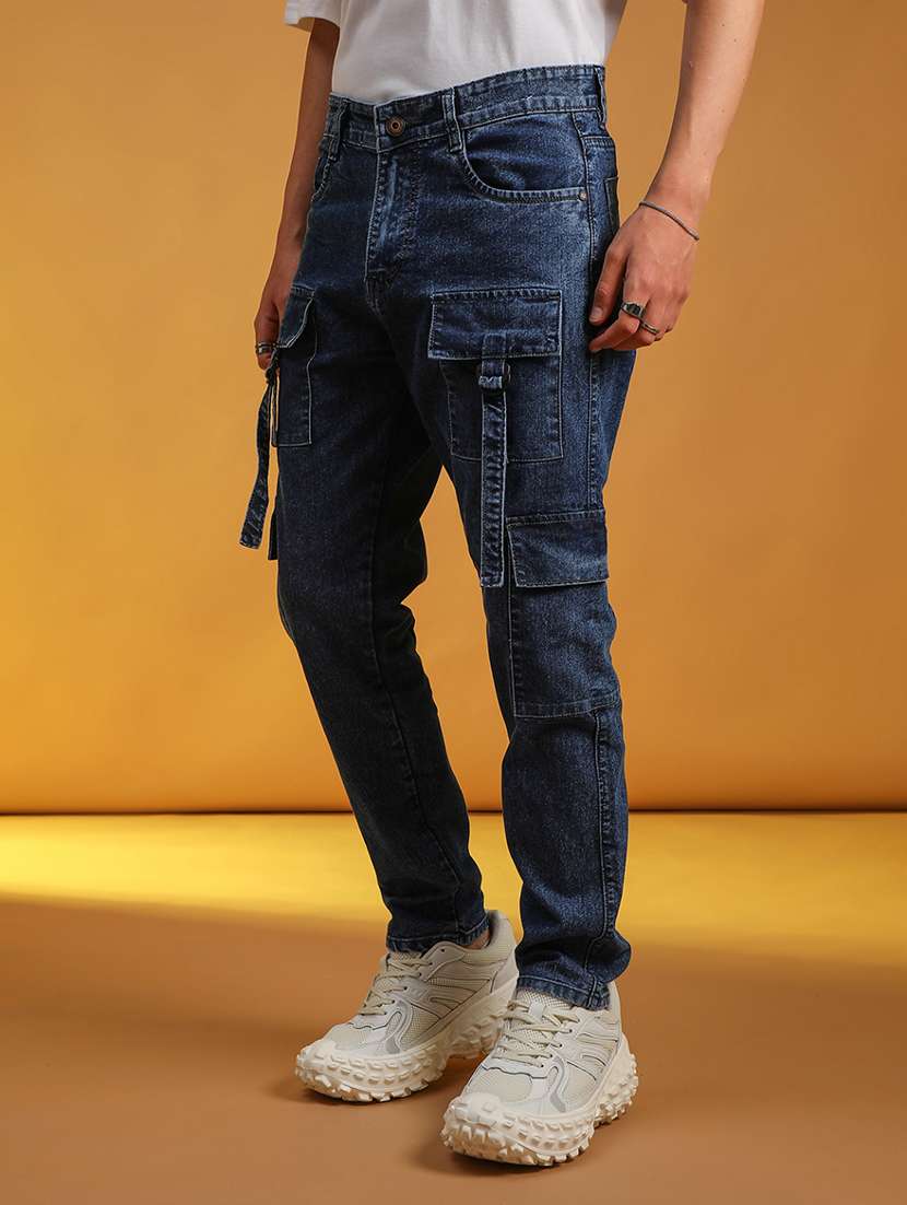 men washed mid rise denim cargo - 21873777 -  Standard Image - 2
