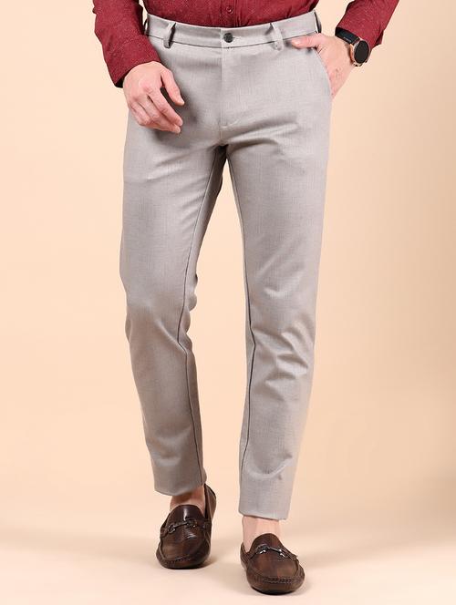 men solid md rise casual chinos - 21873805 - Standard Image - 0