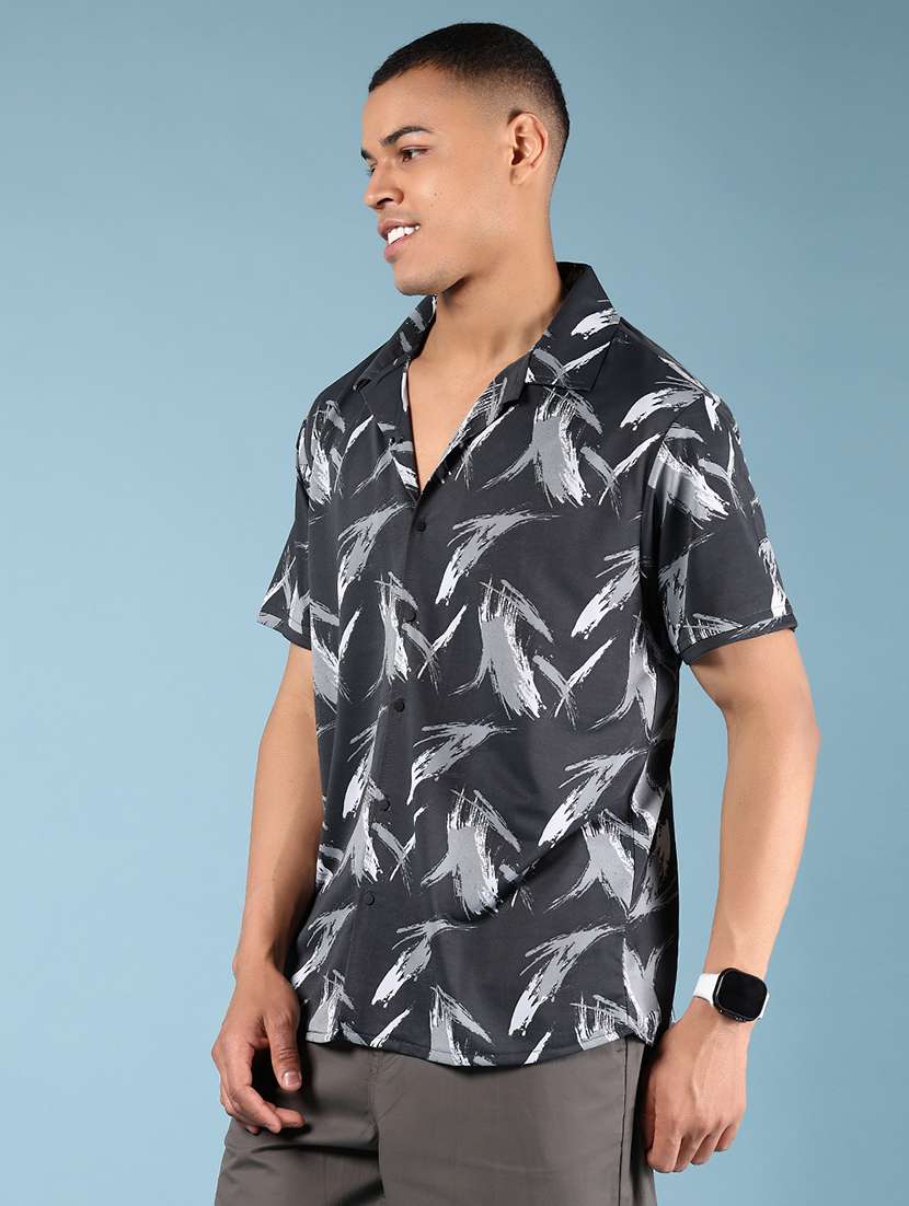 men printed cuban collar loose fit casual shirt - 21873815 -  Standard Image - 2