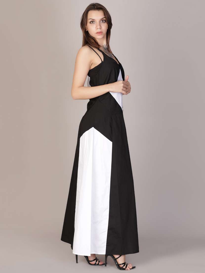 women color block halter neck a-line dress - 21873827 - Standard Image - 2