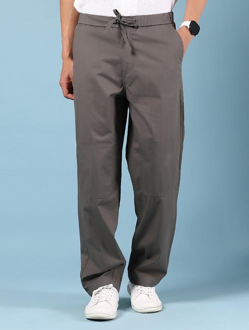men grey solid mid rise chinos casual trouser - 21873829 - Standard Image - 0