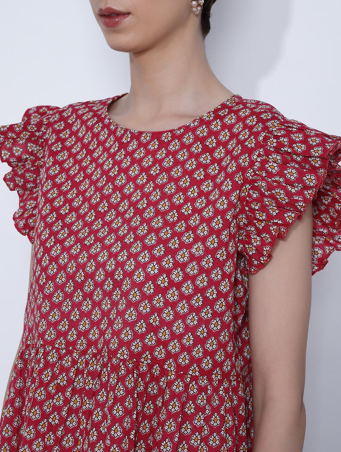women red printed round neck top - 21873847 - Standard Image - 2