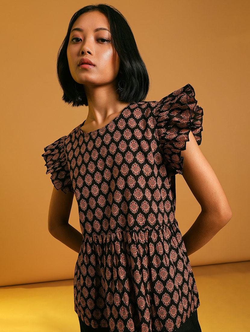 women black printed round neck top - 21873849 - Zoom Image - 0