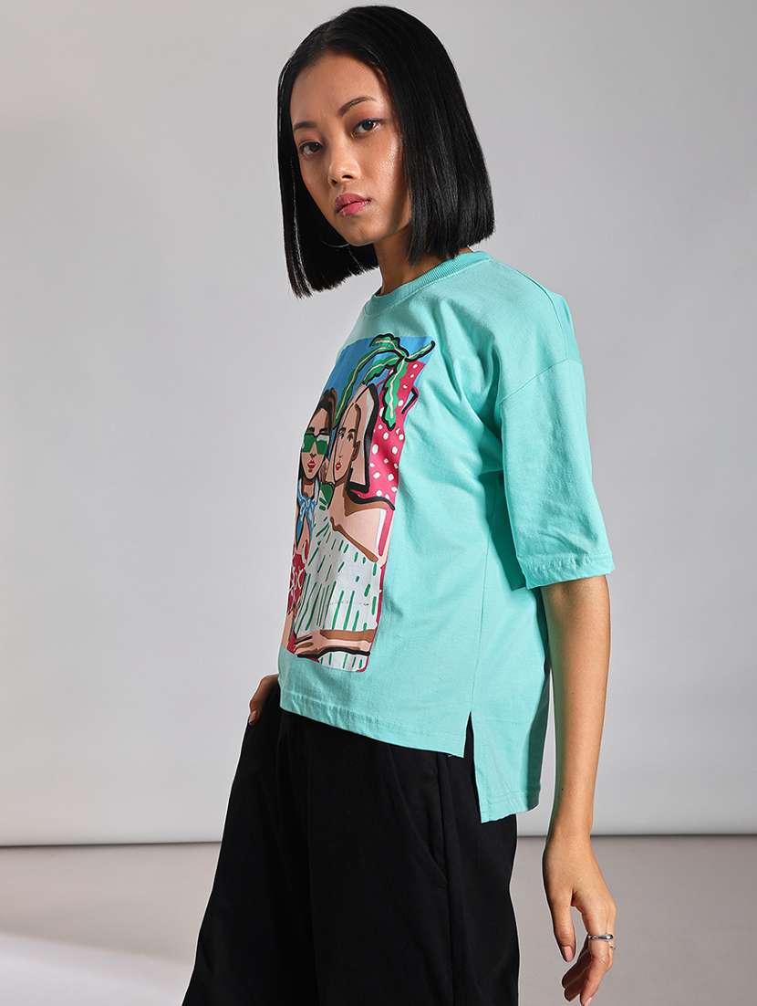women printed short sleeve oversized t-shirt - 21873857 -  Standard Image - 2