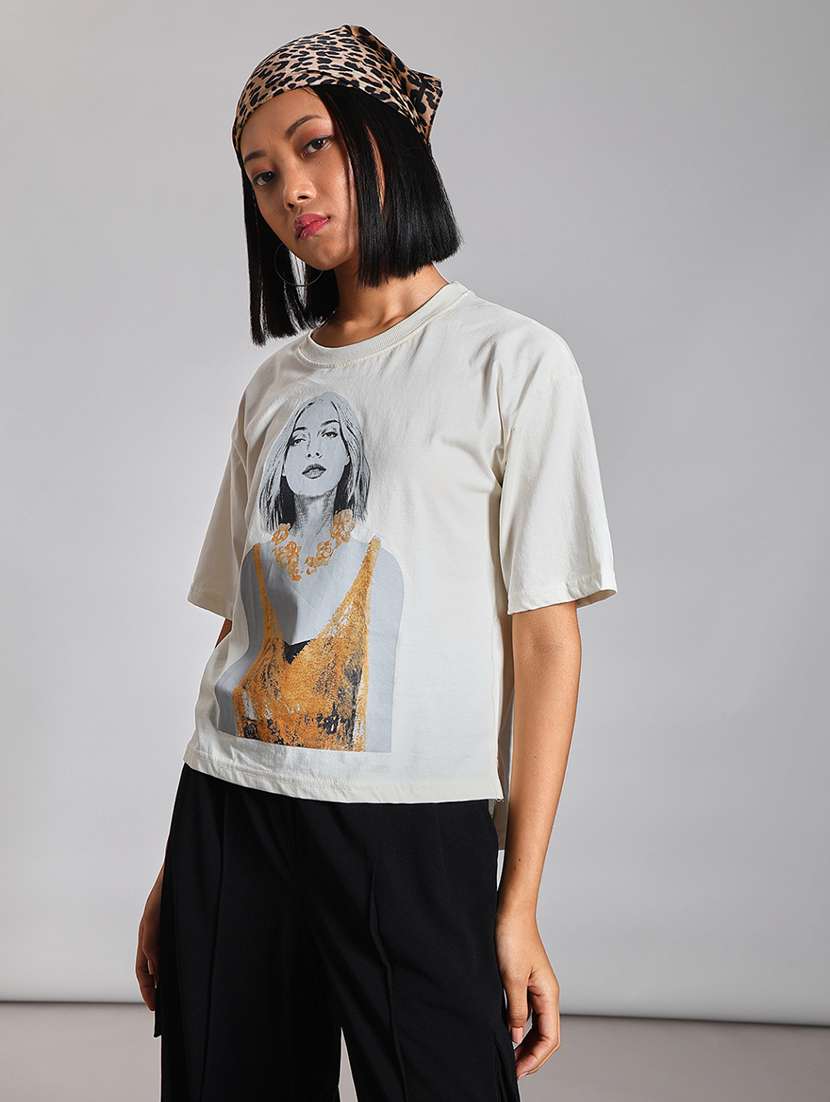 women printed short sleeve oversized t-shirt - 21873860 -  Standard Image - 2