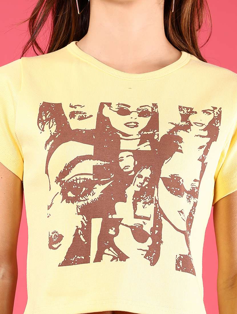 women printed short sleeve regular fit crop t-shirt - 21873863 -  Standard Image - 2