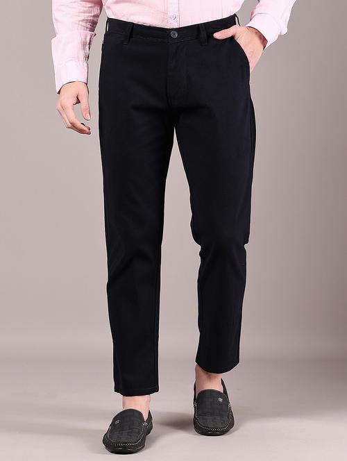 men solid md rise casual chinos - 21873879 - Standard Image - 0