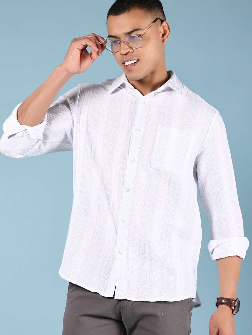 men striped long sleeve regular fit casual shirt - 21873894 - Zoom Image - 0