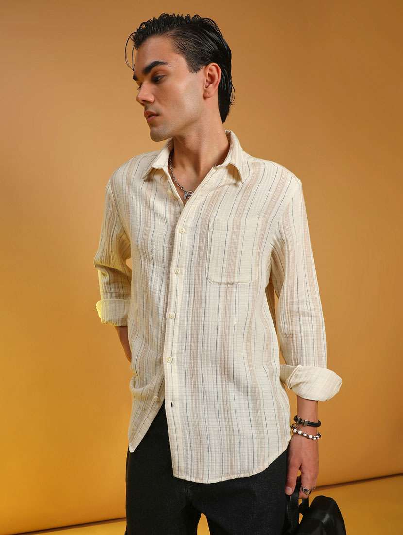 men striped long sleeve regular fit casual shirt - 21873897 -  Standard Image - 2