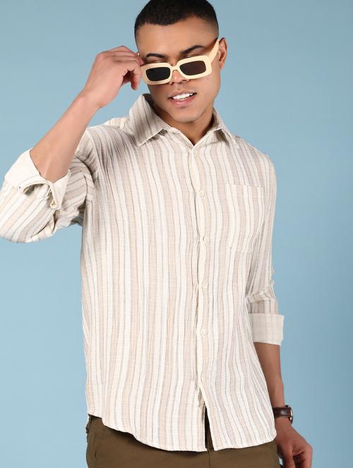 men striped long sleeve regular fit casual shirt - 21873899 - Standard Image - 0