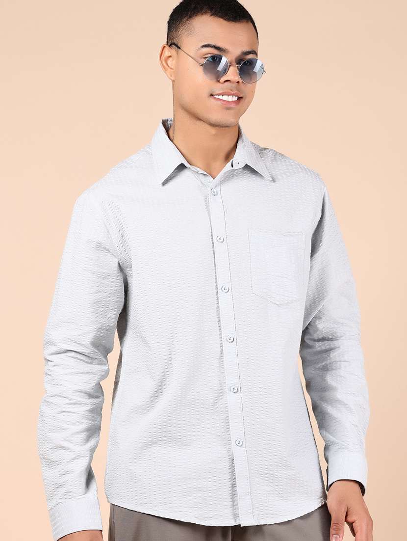 men solid long sleeve regular fit casual shirt