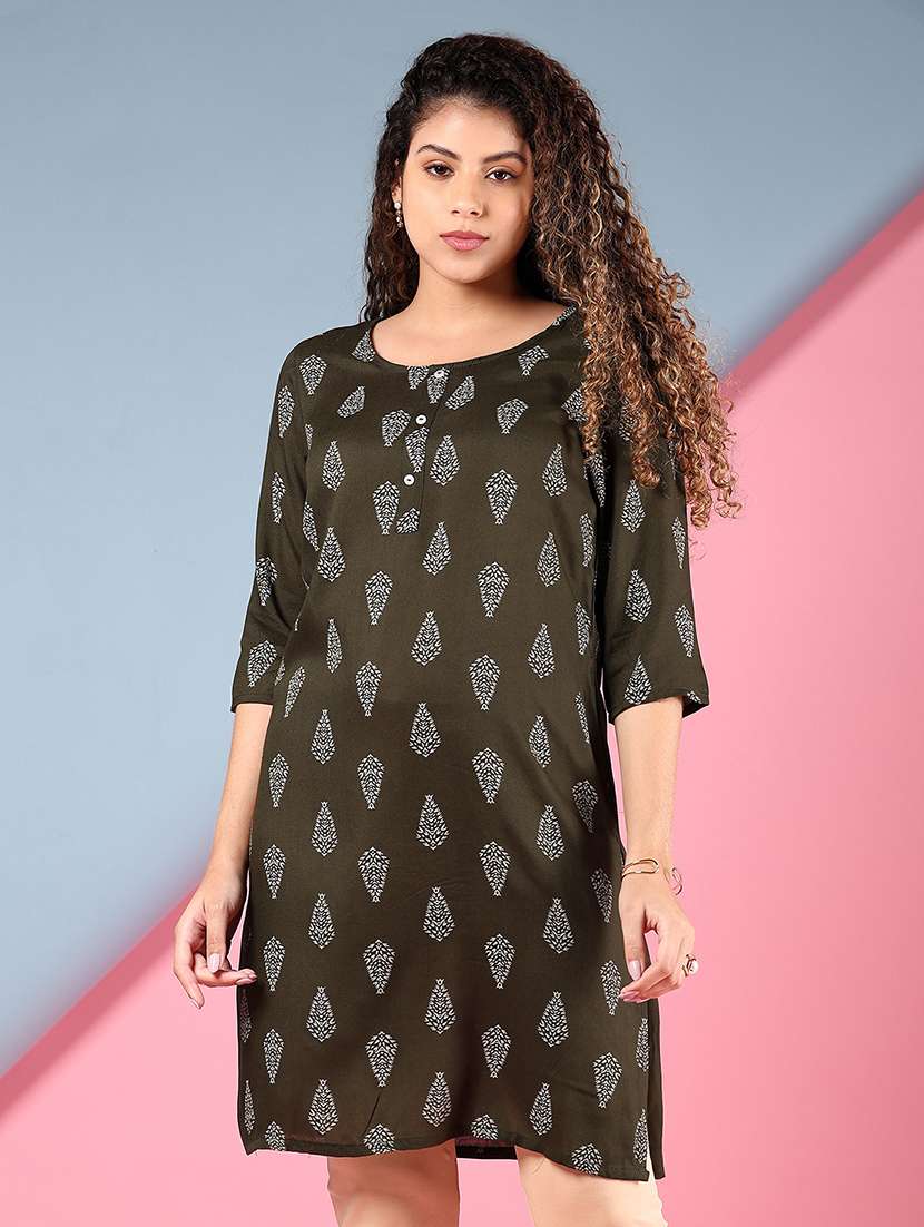 green rayon aline kurta