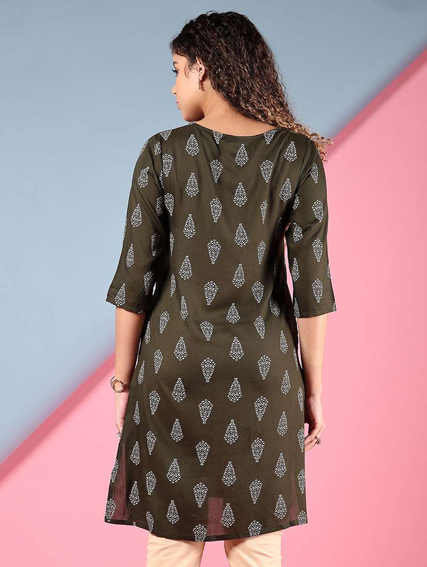 green rayon aline kurta - 21873928 -  Standard Image - 2