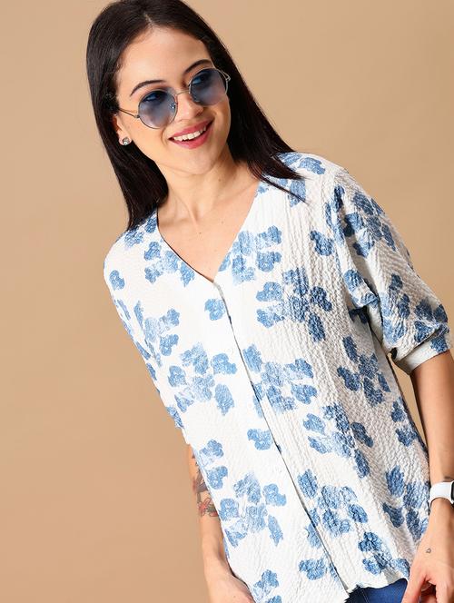 women white puff sleeve regular top - 21873934 -  Standard Image - 0