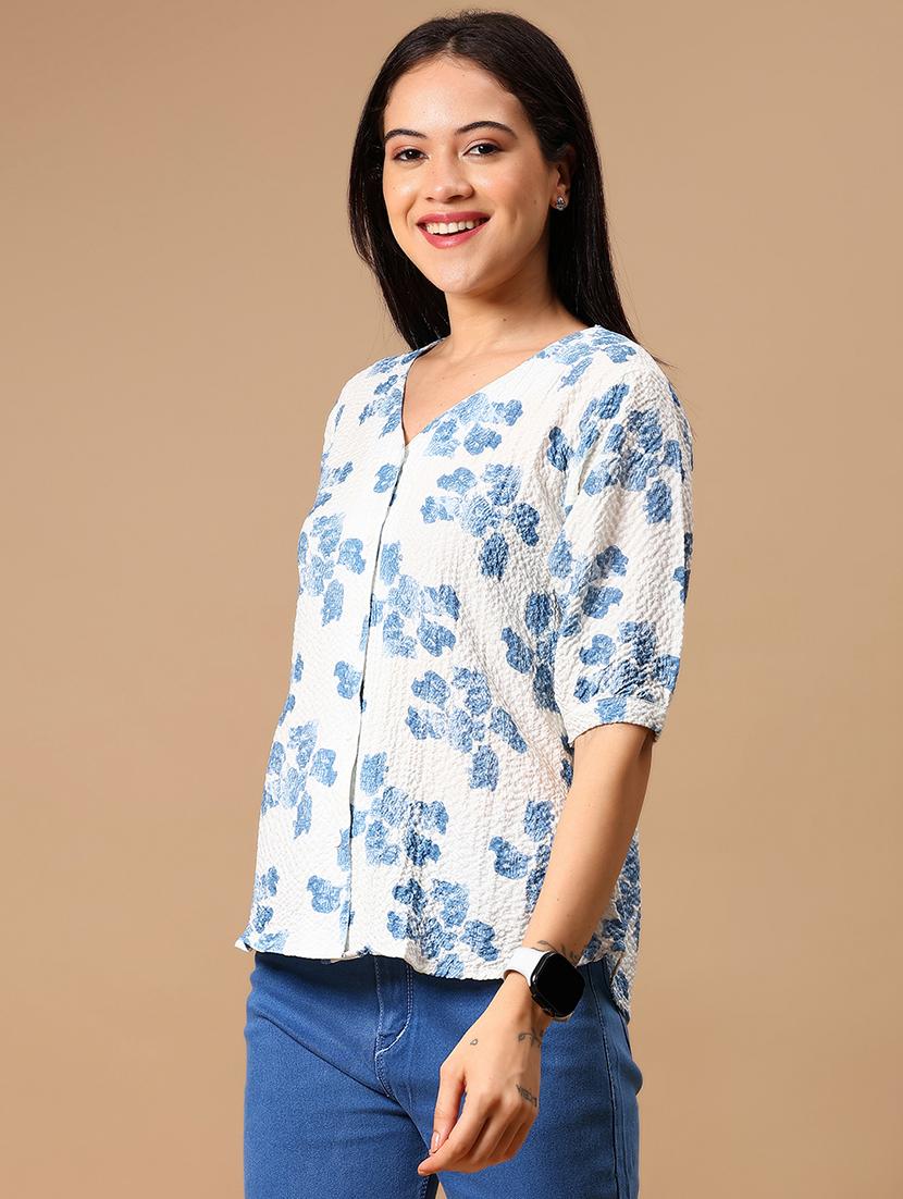 women white puff sleeve regular top - 21873934 - Standard Image - 2