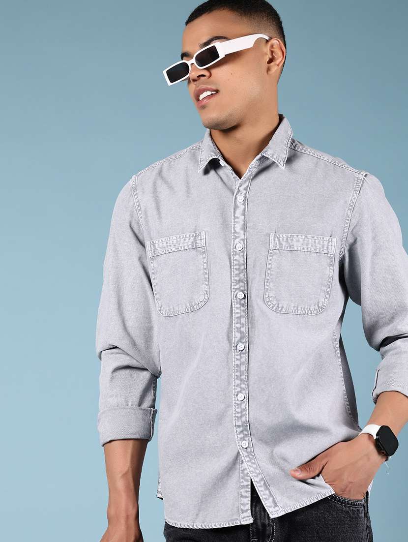 men solid long sleeve regular fit casual shirt