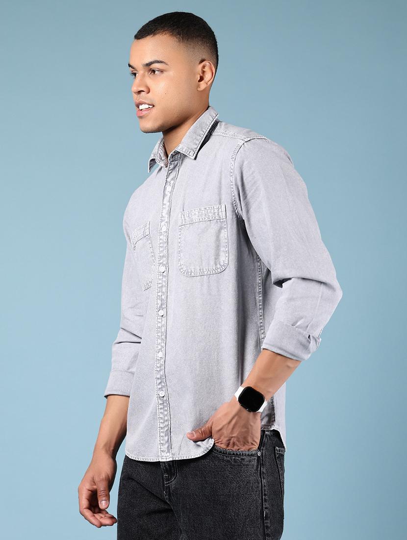 men solid long sleeve regular fit casual shirt - 21873998 - Standard Image - 2