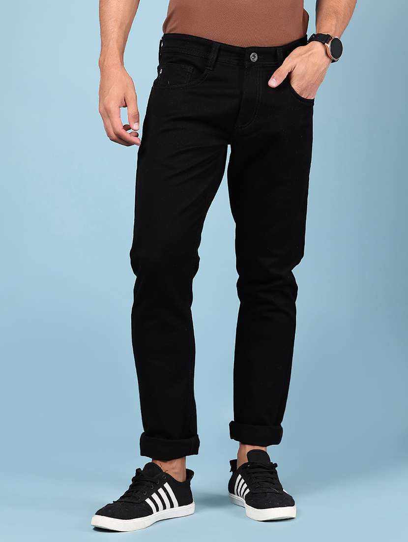 men solid mid rise slim fit jean