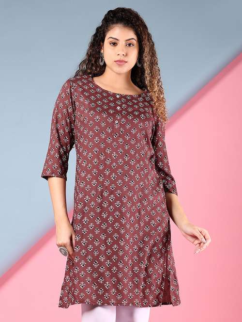 women printed mandarin neck straight kurta - 21874011 - Standard Image - 0
