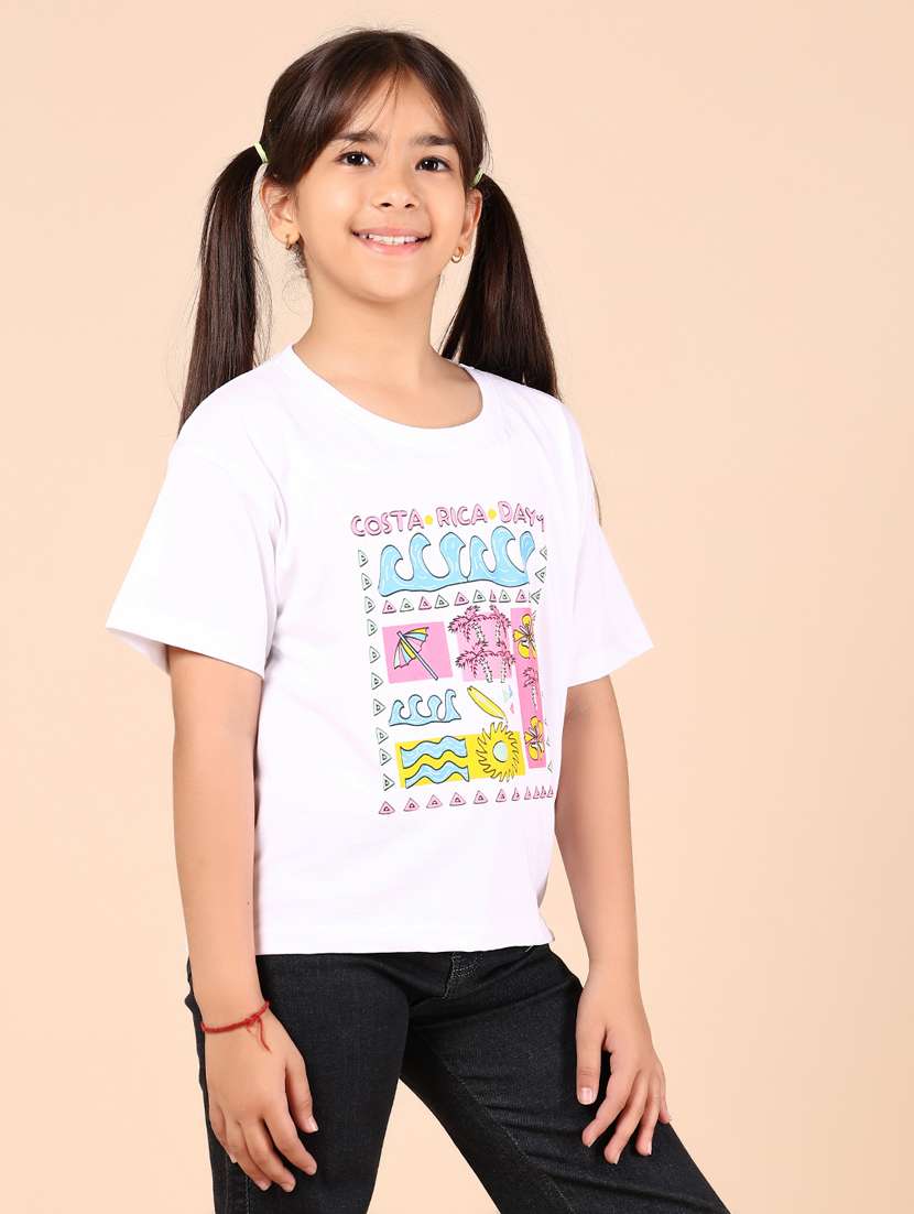 girls printed round neck tee - 21874016 -  Standard Image - 2