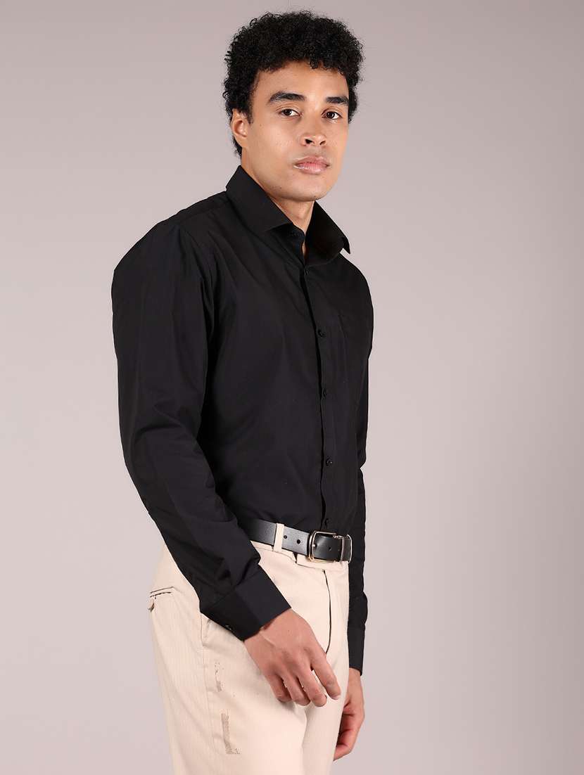 black cotton formal shirt - 21874030 - Standard Image - 2