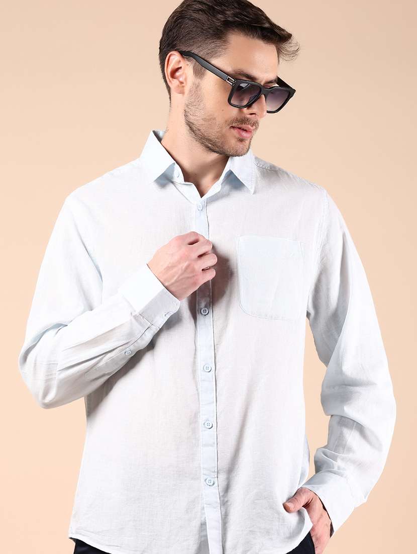 men solid long sleeve regular fit casual shirt