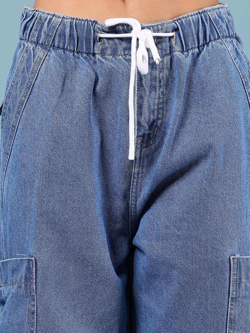 women solid mid rise baggy cargo - 21874061 -  Standard Image - 2