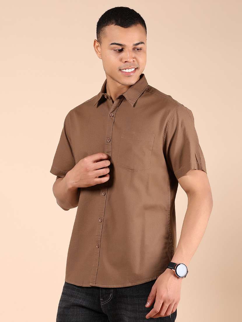 men solid short sleeve regular fit casual shirt - 21874072 -  Standard Image - 2