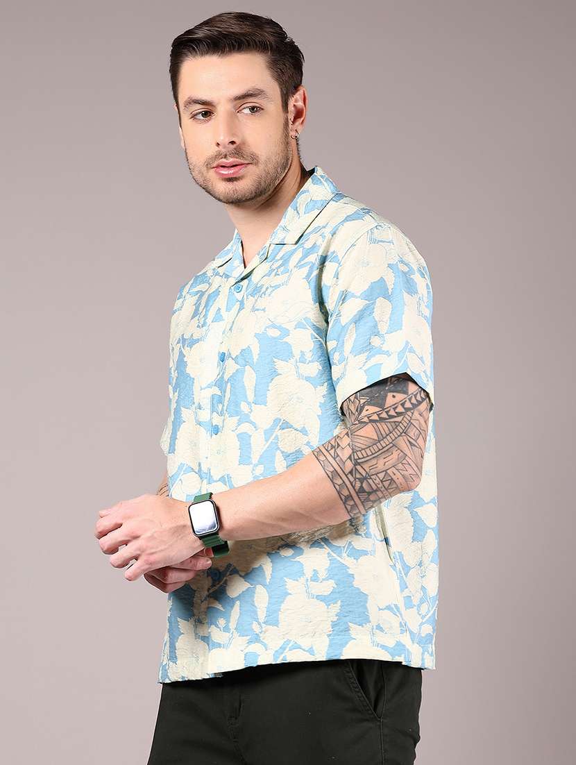 men printed cuban collaerd short sleeve shirt - 21874087 -  Standard Image - 2