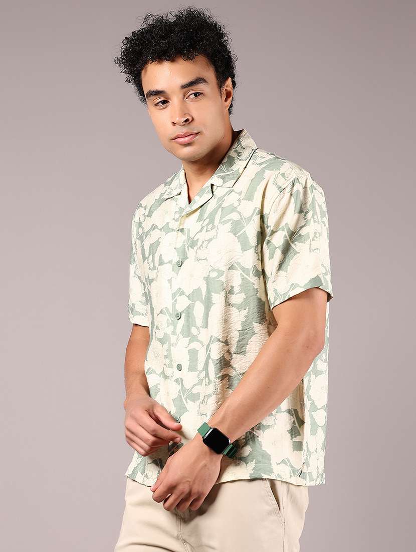 men printed cuban collaerd short sleeve shirt - 21874089 - Standard Image - 2