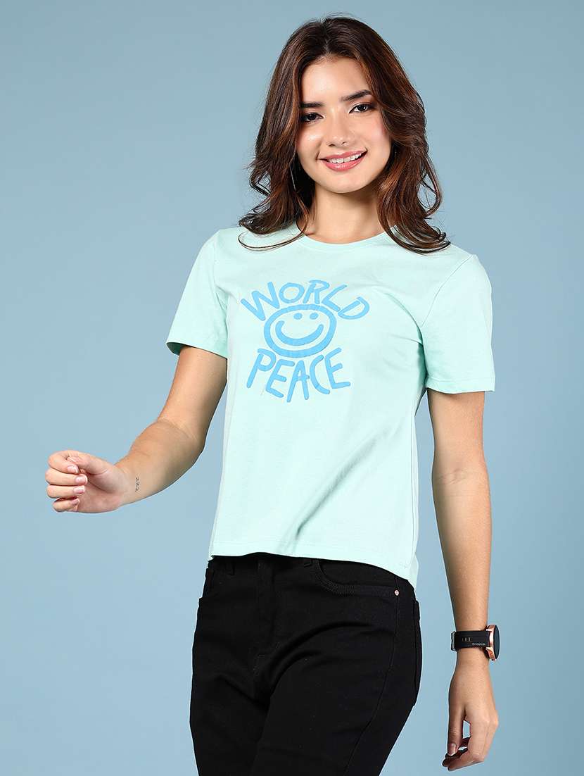 women printed short sleeve regular fit top t-shirt - 21874113 - Standard Image - 2
