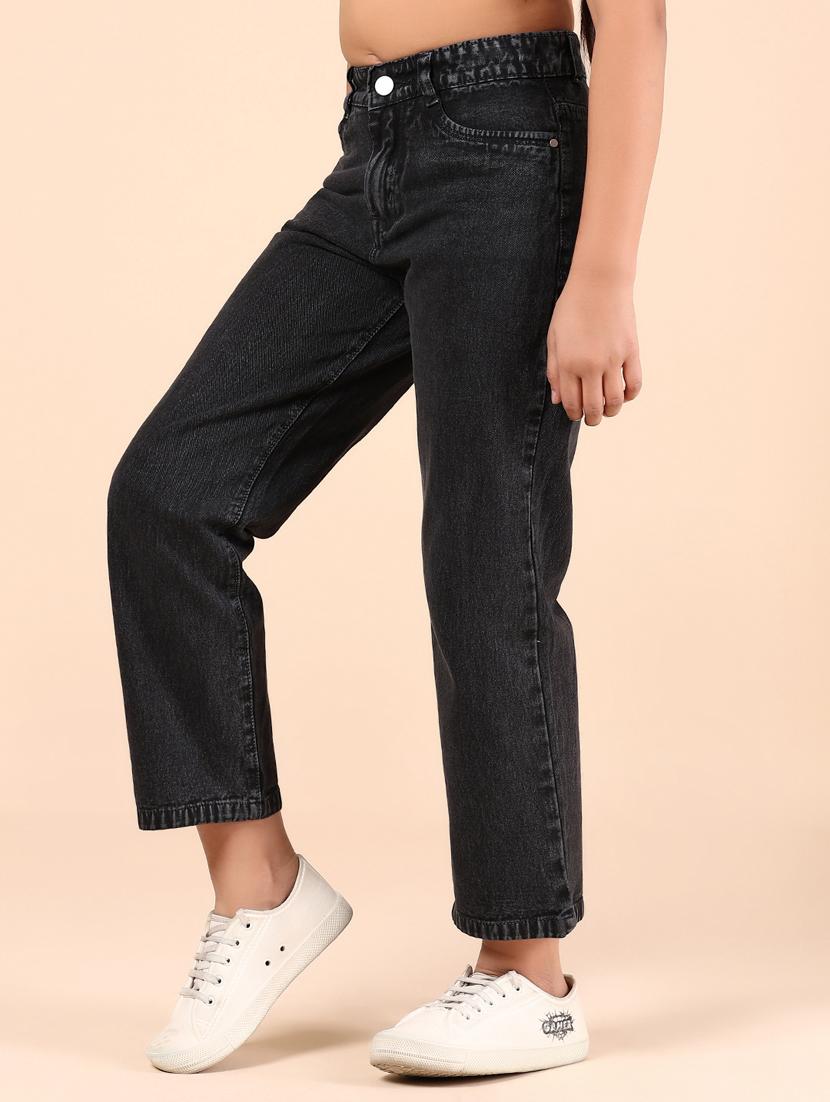 girls black denim plain straight jean - 21874146 - Standard Image - 2