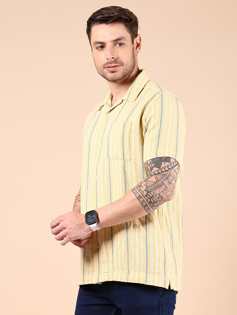 men striped short sleeve regular fit casual shirt - 21874157 - Standard Image - 2