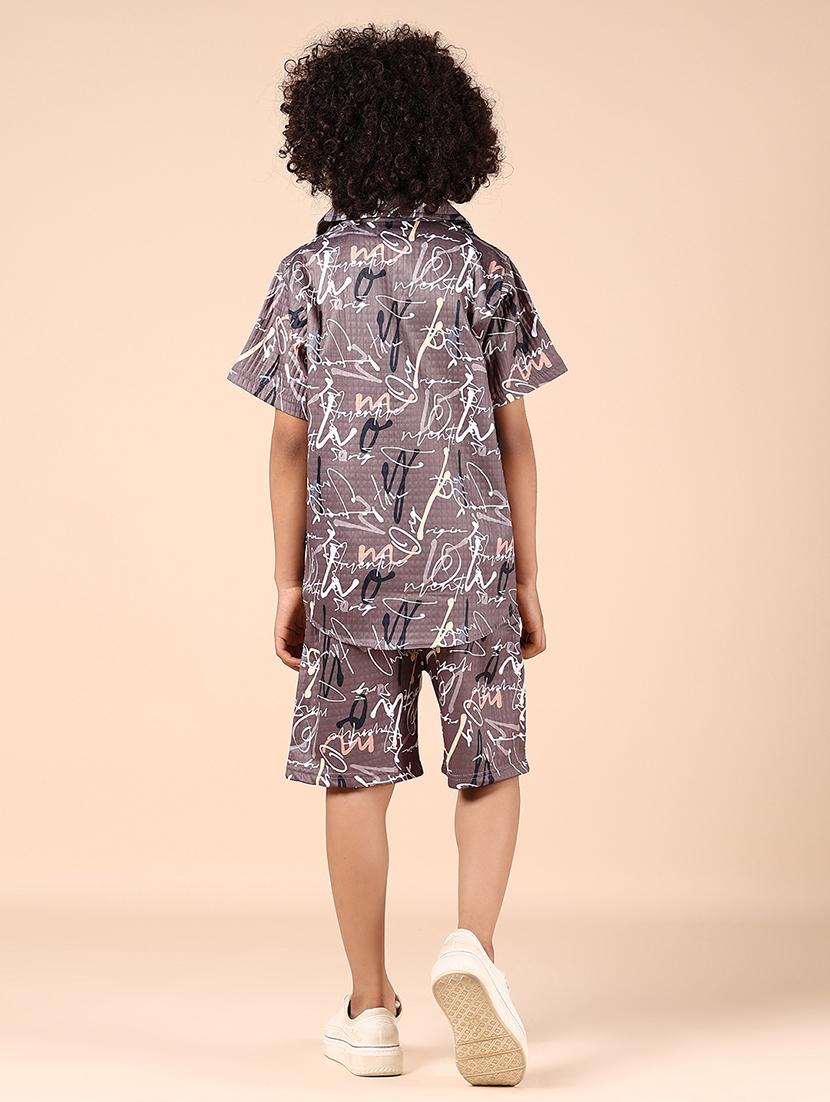boys grey printed short sleeve co-ords set - 21874174 - Standard Image - 2