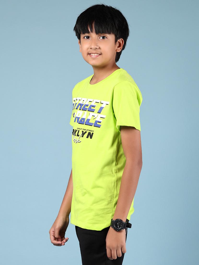 boys lime printed round neck t-shirt - 21874186 - Standard Image - 2