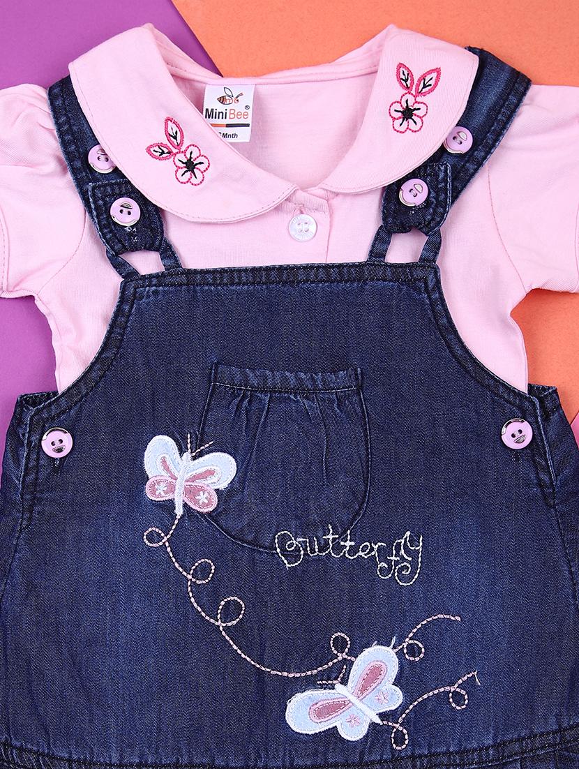 girls pink embroidered dungaree sith bloomer set - 21874251 - Standard Image - 2