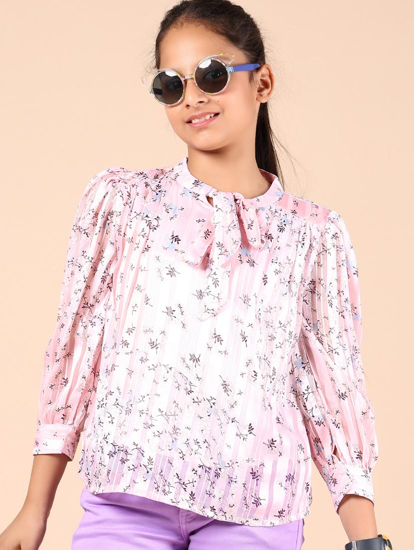 girls floral printed long sleeve top