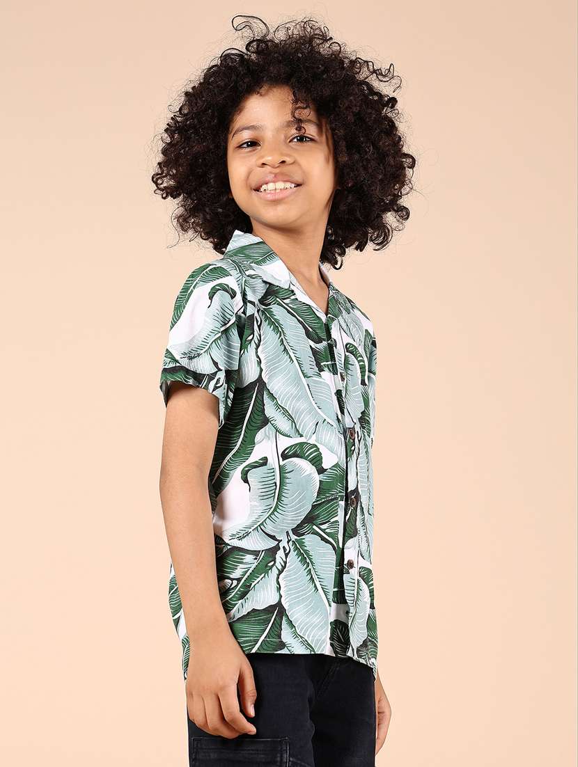 boys green printed short sleeve shirt - 21874280 - Standard Image - 2