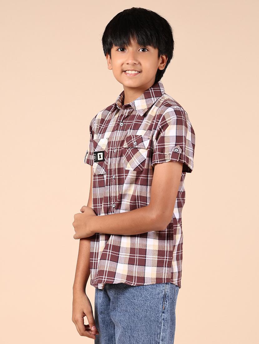 boys checkered short sleeve casual shirt - 21874285 - Standard Image - 2