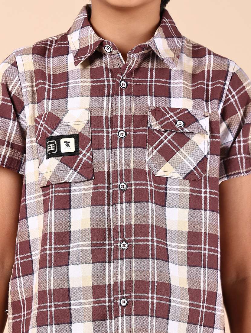 Boys Checkered Short Sleeve Casual Shirt