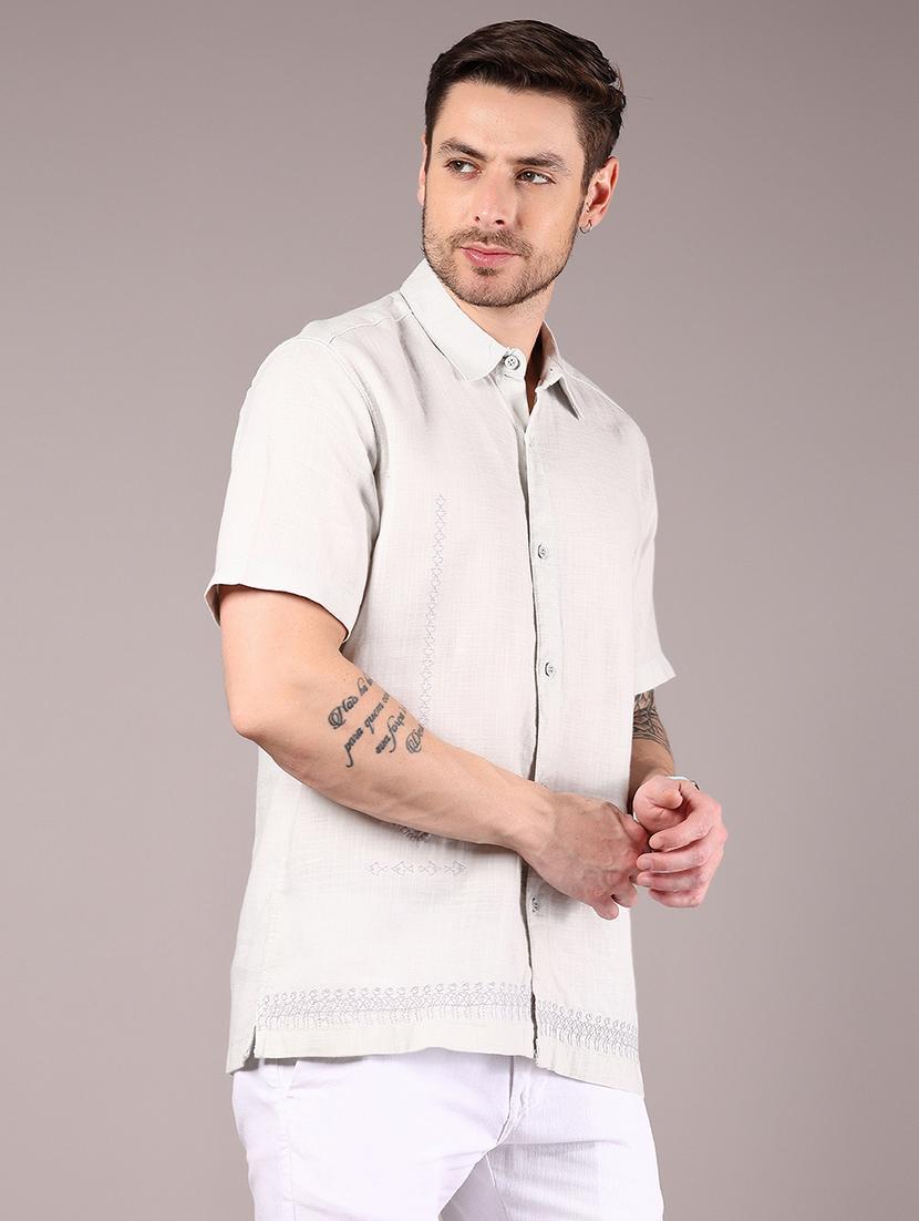 men solid collared short sleeve shirt - 21874289 - Standard Image - 2