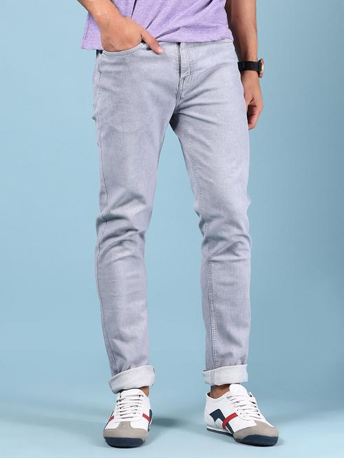 men grey solid mid rise full length jeans - 21874316 - Standard Image - 0