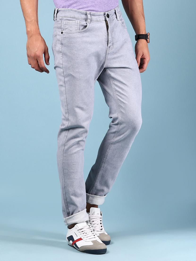 men grey solid mid rise full length jeans - 21874316 - Standard Image - 2